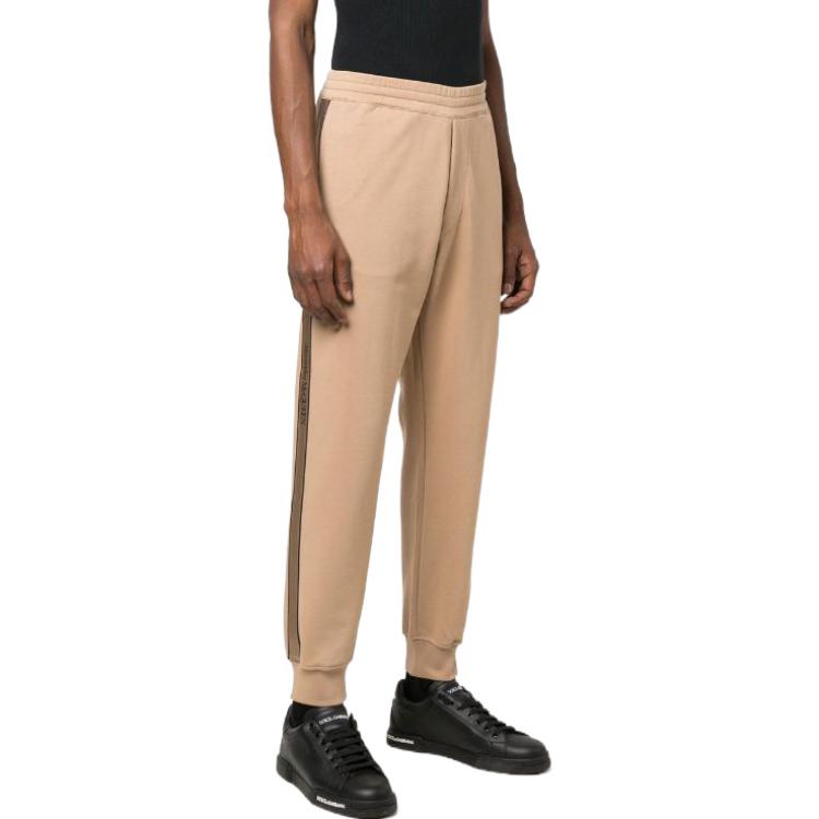 Purchase 알렉산더 맥퀸 FW22 로고 트림 엘라스틱 니트 조거 팬츠 카멜 브라운 705012-QTX75-0906