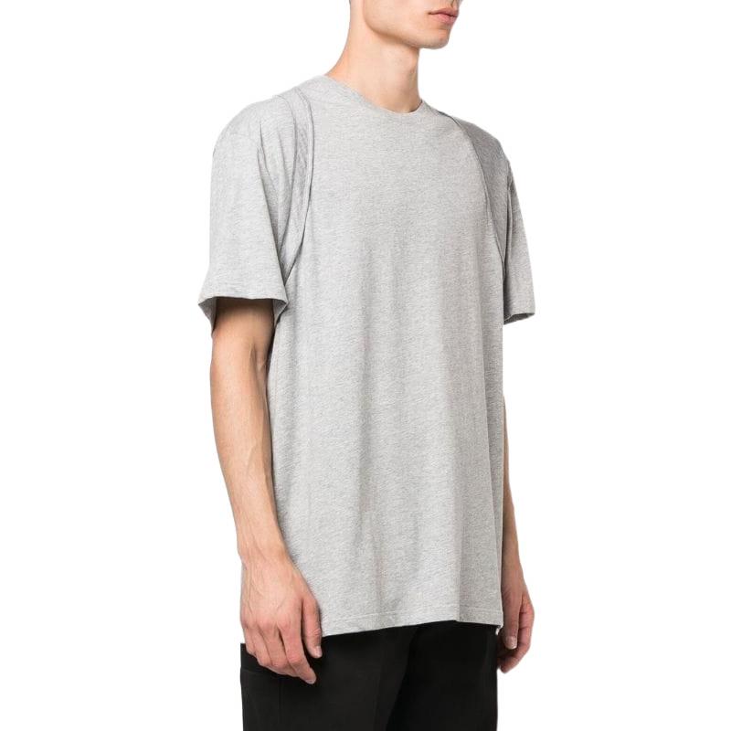 Shop アレキサンダー・マックイーン FW22 ラグラン半袖Tシャツ グレー リラックスフィット 639972QTX041-401