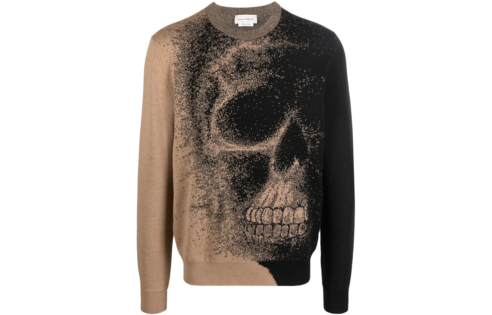 Order 알렉산더 맥퀸 FW22 스컬 인타르시아 니트 울 스웨터 베이지 705985-Q1XFA-2074