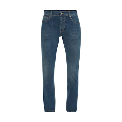 Alexander McQueen FW22 Slim Fit Solid Blue Jeans 666650-QTY34-4001