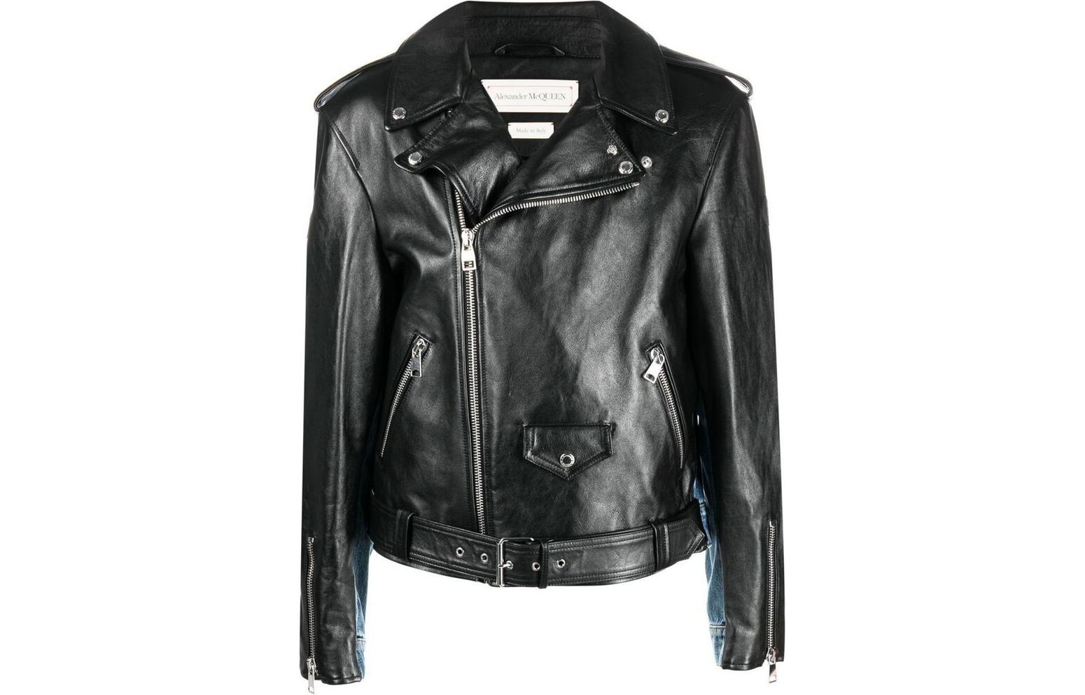 Alexander McQueen FW22 Black Biker Jacket with Zip Detailing 712421-Q5HWV-1281