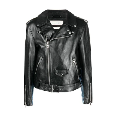 Alexander McQueen FW22 Black Biker Jacket with Zip Detailing 712421-Q5HWV-1281