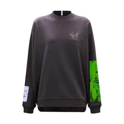 Alexander McQueen FW22 Black Graphic Print Crewneck Sweatshirt Unisex Long Sleeve 639174-RQJ43-1000