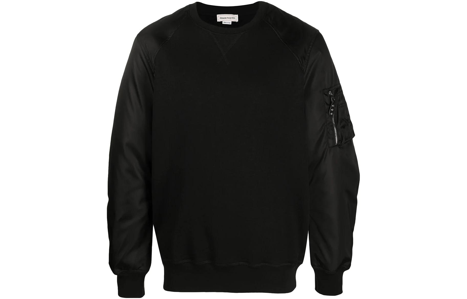 Alexander McQueen FW22 Black Solid Crewneck Pullover Sweatshirt Men 615273QPX431000