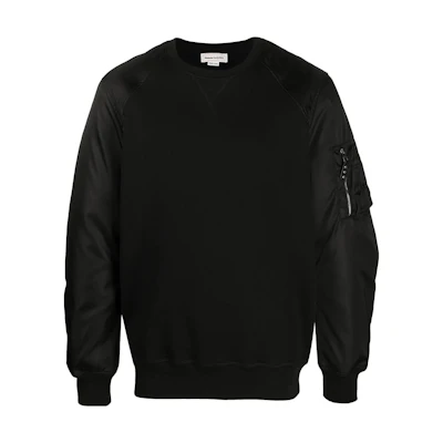 Alexander McQueen FW22 Black Solid Crewneck Pullover Sweatshirt Men 615273QPX431000