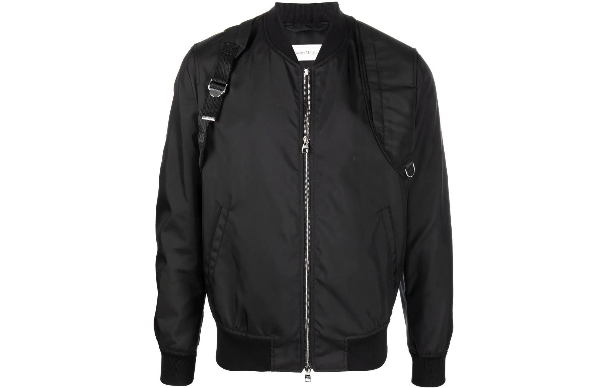 Alexander McQueen FW22 Black Solid Zip-Up Long-Sleeve Jacket 678074-QSR15-1000