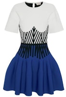 Alexander McQueen FW22 Blue Slim-Fit Waist Spliced Short-Sleeve Dress 710198-Q1A22-9096 Alexander McQueen FW22 Blue Slim-Fit Waist Spliced Short-Sleeve Dress 710198-Q1A22-9096