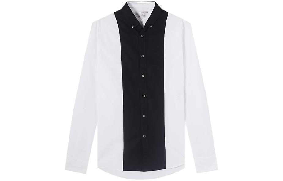 Order Alexander McQueen FW22 Contrast Single-Breasted Long Sleeve Shirt White Black Men 515983-QLN60-9000