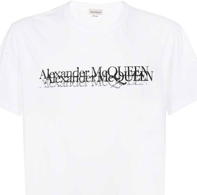 亚历山大·麦昆 FW22 扭曲字母印花白色休闲T恤 727277-QUZ17-0900 Purchase 亚历山大·麦昆 FW22 扭曲字母印花白色休闲T恤 727277-QUZ17-0900