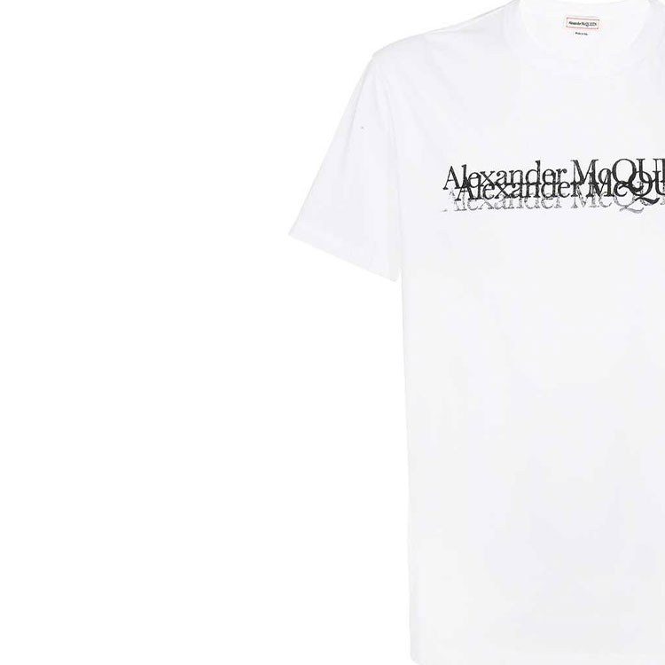 Sizing 亚历山大·麦昆 FW22 扭曲字母印花白色休闲T恤 727277-QUZ17-0900