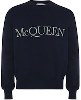 Alexander McQueen FW22 Embroidered Crewneck Sweatshirt Navy Blue 651184Q1XAY4064 Alexander McQueen FW22 Embroidered Crewneck Sweatshirt Navy Blue 651184Q1XAY4064