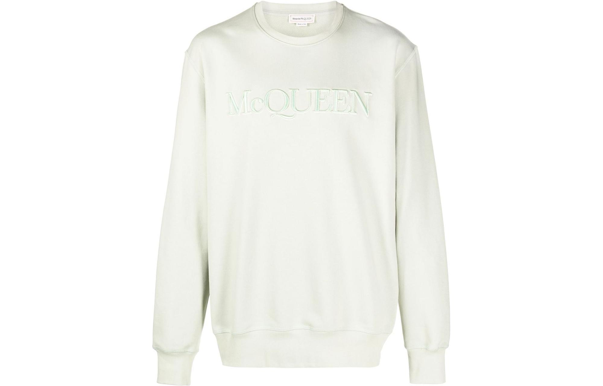 Alexander McQueen FW22 Embroidered Logo Crewneck Long Sleeve Sweatshirt Green Men 688719-QUX96-4920