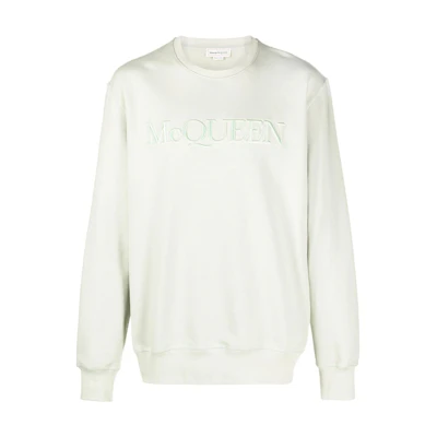 Alexander McQueen FW22 Embroidered Logo Crewneck Long Sleeve Sweatshirt Green Men 688719-QUX96-4920