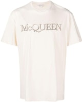 Alexander McQueen FW22 Embroidered Logo Crewneck T-Shirt Beige 649876-QUZ56-0906 Alexander McQueen FW22 Embroidered Logo Crewneck T-Shirt Beige 649876-QUZ56-0906