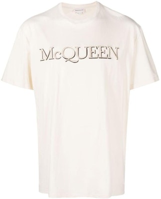 알렉산더 맥퀸 FW22 로고 자수 크루넥 티셔츠 베이지 649876-QUZ56-0906 Buy 알렉산더 맥퀸 FW22 로고 자수 크루넥 티셔츠 베이지 649876-QUZ56-0906