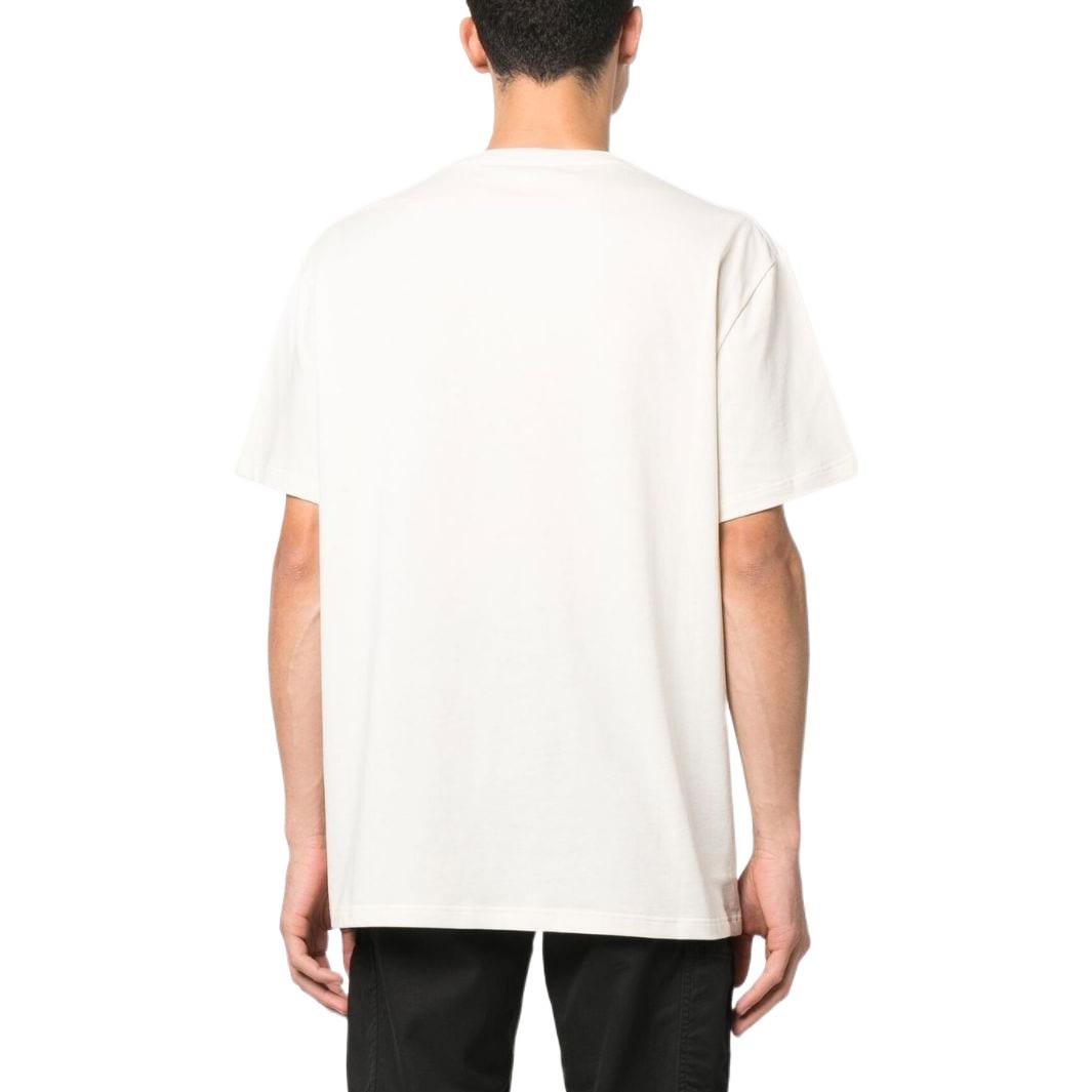 Shop 알렉산더 맥퀸 FW22 로고 자수 크루넥 티셔츠 베이지 649876-QUZ56-0906