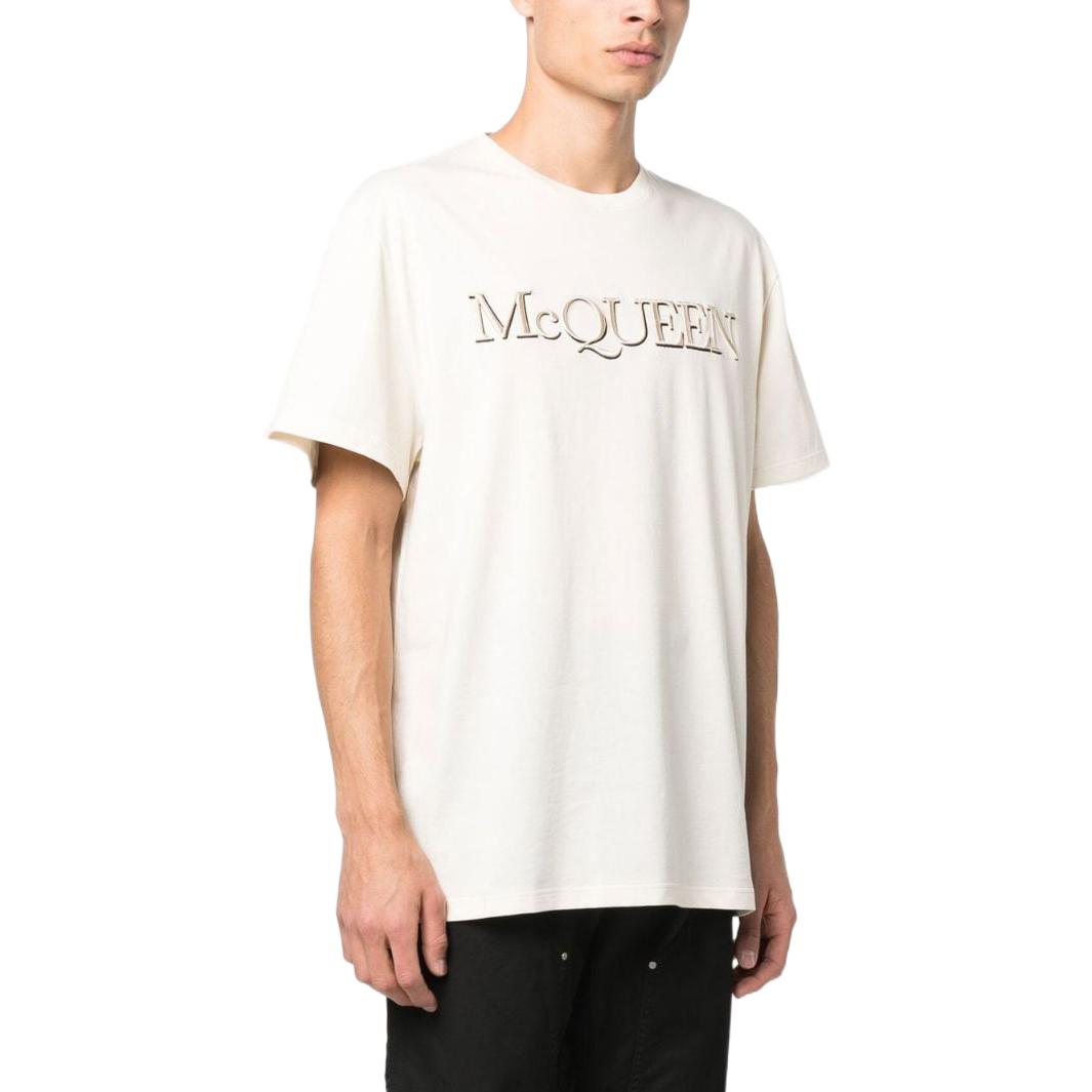 Purchase 알렉산더 맥퀸 FW22 로고 자수 크루넥 티셔츠 베이지 649876-QUZ56-0906