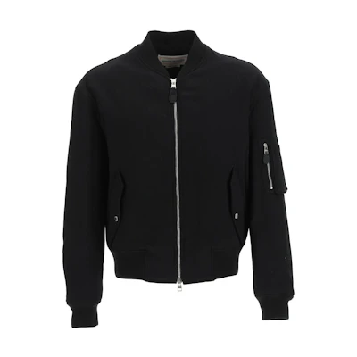 Alexander McQueen FW22 Embroidered Logo Zip Bomber Jacket Black () 677833-QTY45-1000