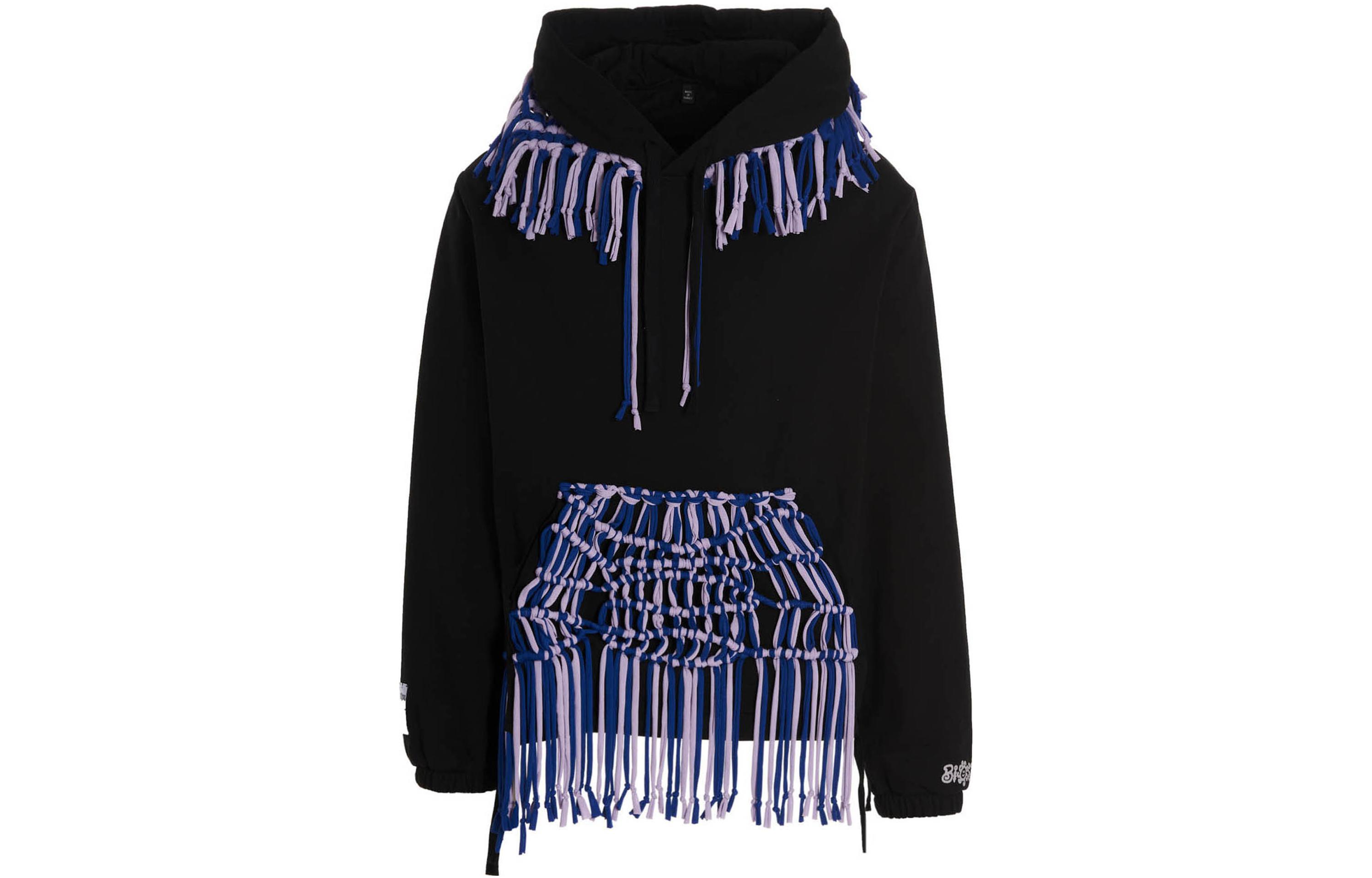 Alexander McQueen FW22 Fringed Detail Pullover Hoodie Black () 702735RTT481000