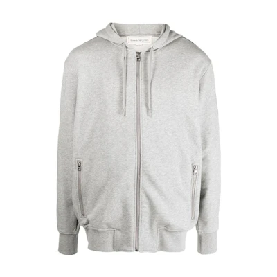 Alexander McQueen FW22 Grey Logo Tape Zip-Up Sweatshirt for Men 654794-QTX75-0912