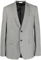 Alexander McQueen FW22 Houndstooth Peak Lapel Single-Breasted Blazer Black 626975-QTV61-9080 Alexander McQueen FW22 Houndstooth Peak Lapel Single-Breasted Blazer Black 626975-QTV61-9080