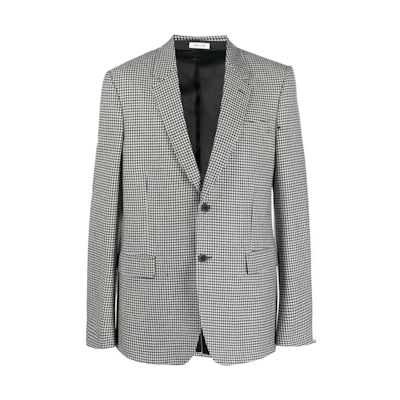 Alexander McQueen FW22 Houndstooth Peak Lapel Single-Breasted Blazer Black 626975-QTV61-9080