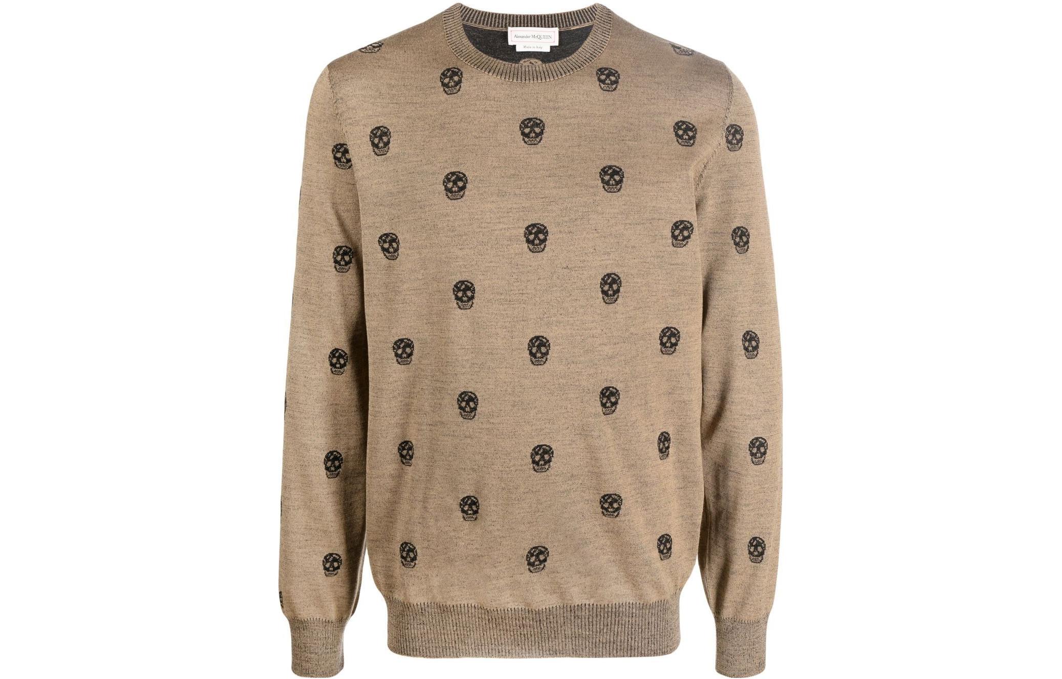 Order Alexander McQueen FW22 提花骷髏羊毛毛衣 棕色 603247-Q1ALQ-2074