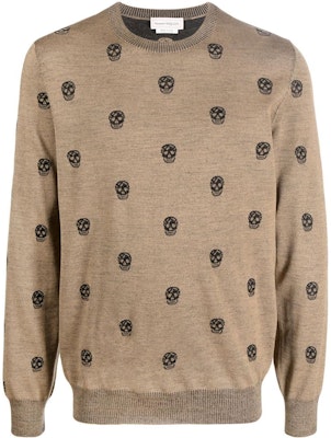 Alexander McQueen FW22 提花骷髏羊毛毛衣 棕色 603247-Q1ALQ-2074 Order Alexander McQueen FW22 提花骷髏羊毛毛衣 棕色 603247-Q1ALQ-2074