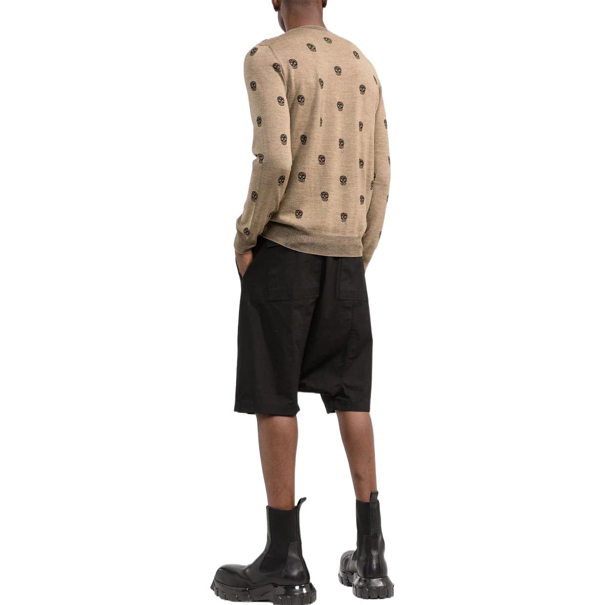 Shop Alexander McQueen FW22 提花骷髏羊毛毛衣 棕色 603247-Q1ALQ-2074