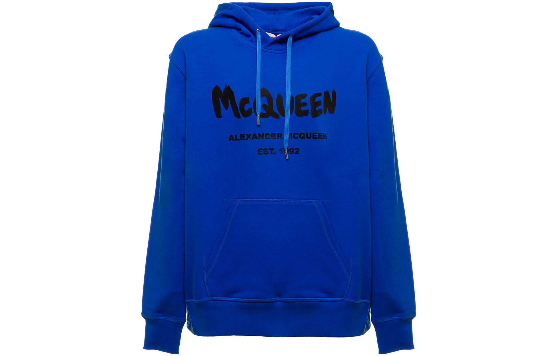Alexander McQueen FW22 Letter Logo Print Blue Sweatshirt 688715QTZ810923
