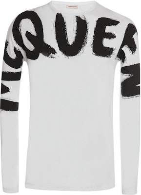 Alexander McQueen FW22 Letter Logo Print Crewneck Long Sleeve Tee White. 664426-QTZ89-0900 Order Alexander McQueen FW22 Letter Logo Print Crewneck Long Sleeve Tee White. 664426-QTZ89-0900