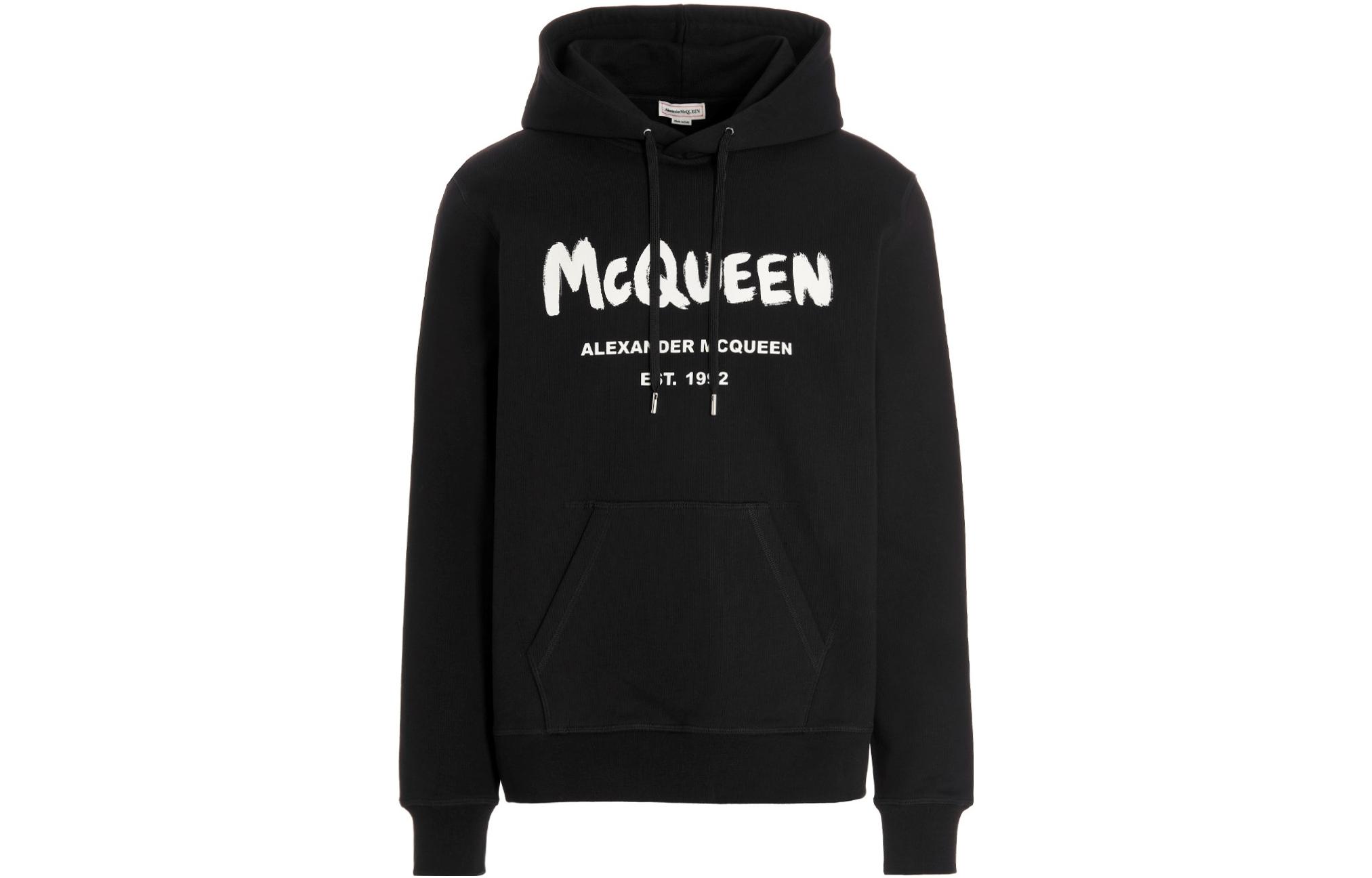 Alexander McQueen FW22 Letter Print Black Hoodie  Sweatshirt. 688715-QTZ81-0901