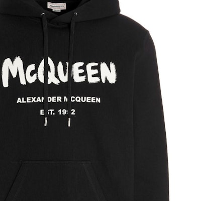 Alexander McQueen FW22 Hoodie Hitam Cetak Huruf Sweatshirt. 688715-QTZ81-0901 Details for Alexander McQueen FW22 Hoodie Hitam Cetak Huruf Sweatshirt. 688715-QTZ81-0901