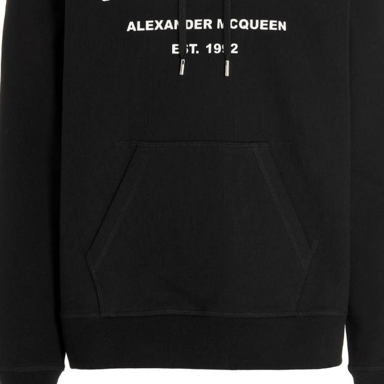 Sizing Alexander McQueen FW22 Hoodie Hitam Cetak Huruf Sweatshirt. 688715-QTZ81-0901
