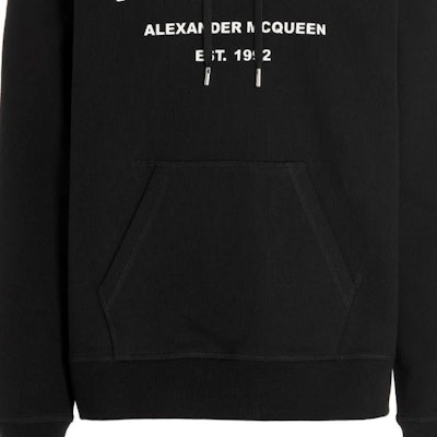 Alexander McQueen FW22 Hoodie Hitam Cetak Huruf Sweatshirt. 688715-QTZ81-0901 Sizing Alexander McQueen FW22 Hoodie Hitam Cetak Huruf Sweatshirt. 688715-QTZ81-0901