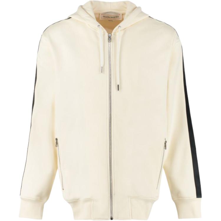 Alexander McQueen FW22 Logo Drawstring Zip Hoodie White 654794-QTX75-0916