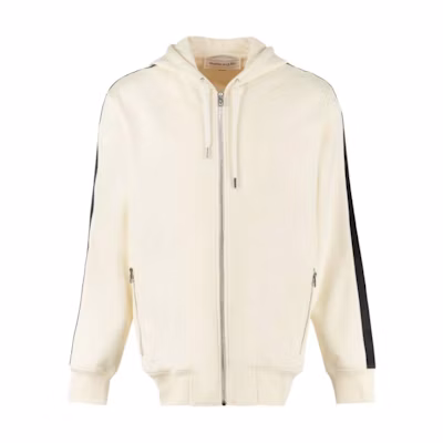 Alexander McQueen FW22 Logo Drawstring Zip Hoodie White 654794-QTX75-0916