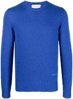 Alexander McQueen FW22 Logo Embroidered Crewneck Sweater Men Blue. 712800Q1XFI-BLU Alexander McQueen FW22 Logo Embroidered Crewneck Sweater Men Blue. 712800Q1XFI-BLU