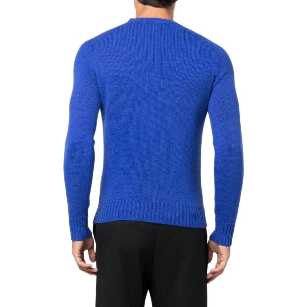 Shop 알렉산더 맥퀸 FW22 로고 자수 크루넥 스웨터 남성 블루. 712800Q1XFI-BLU