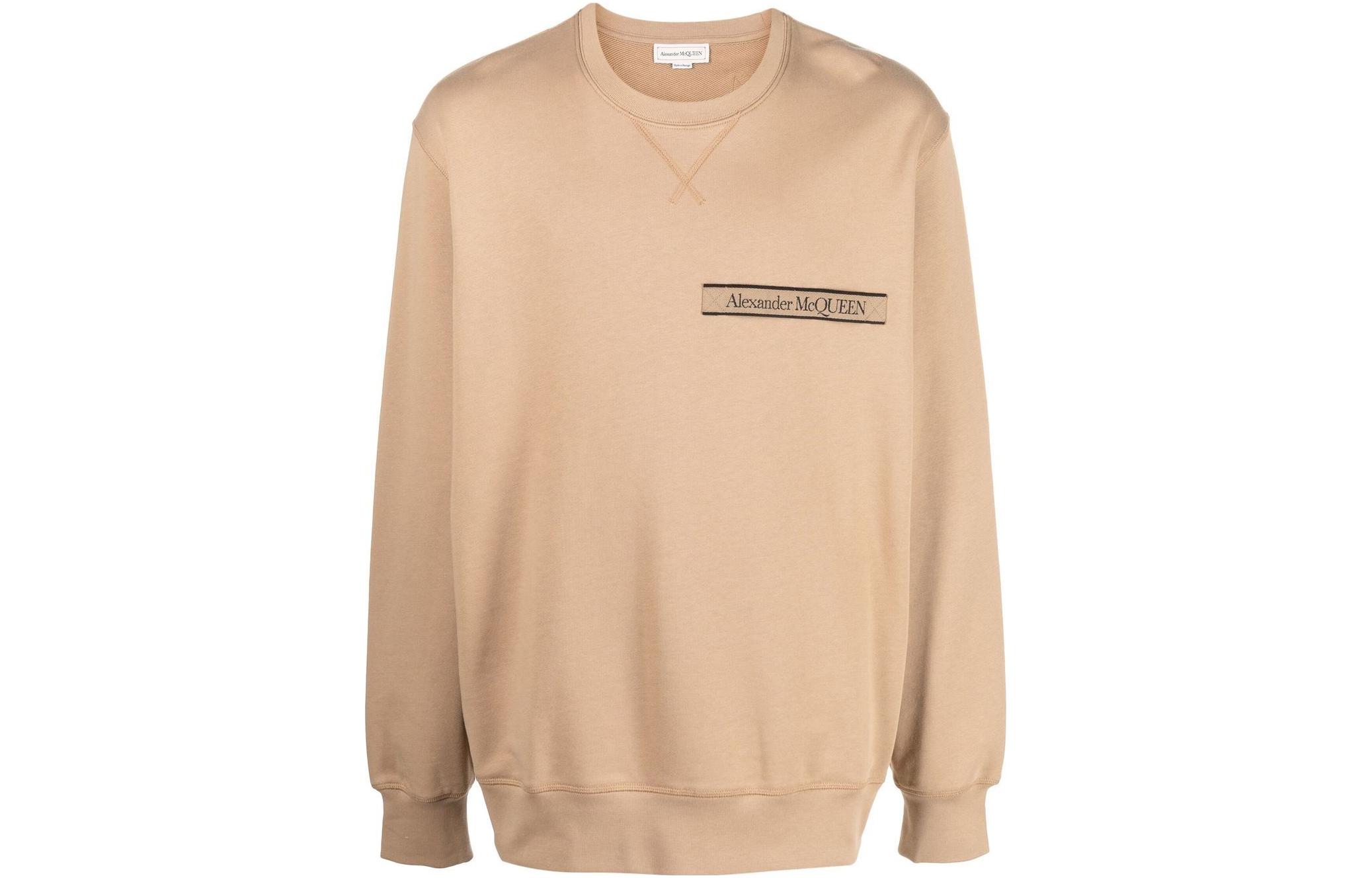 Alexander McQueen FW22 Logo Patch Detail Sweatshirt Khaki 642663-QTX75-0906