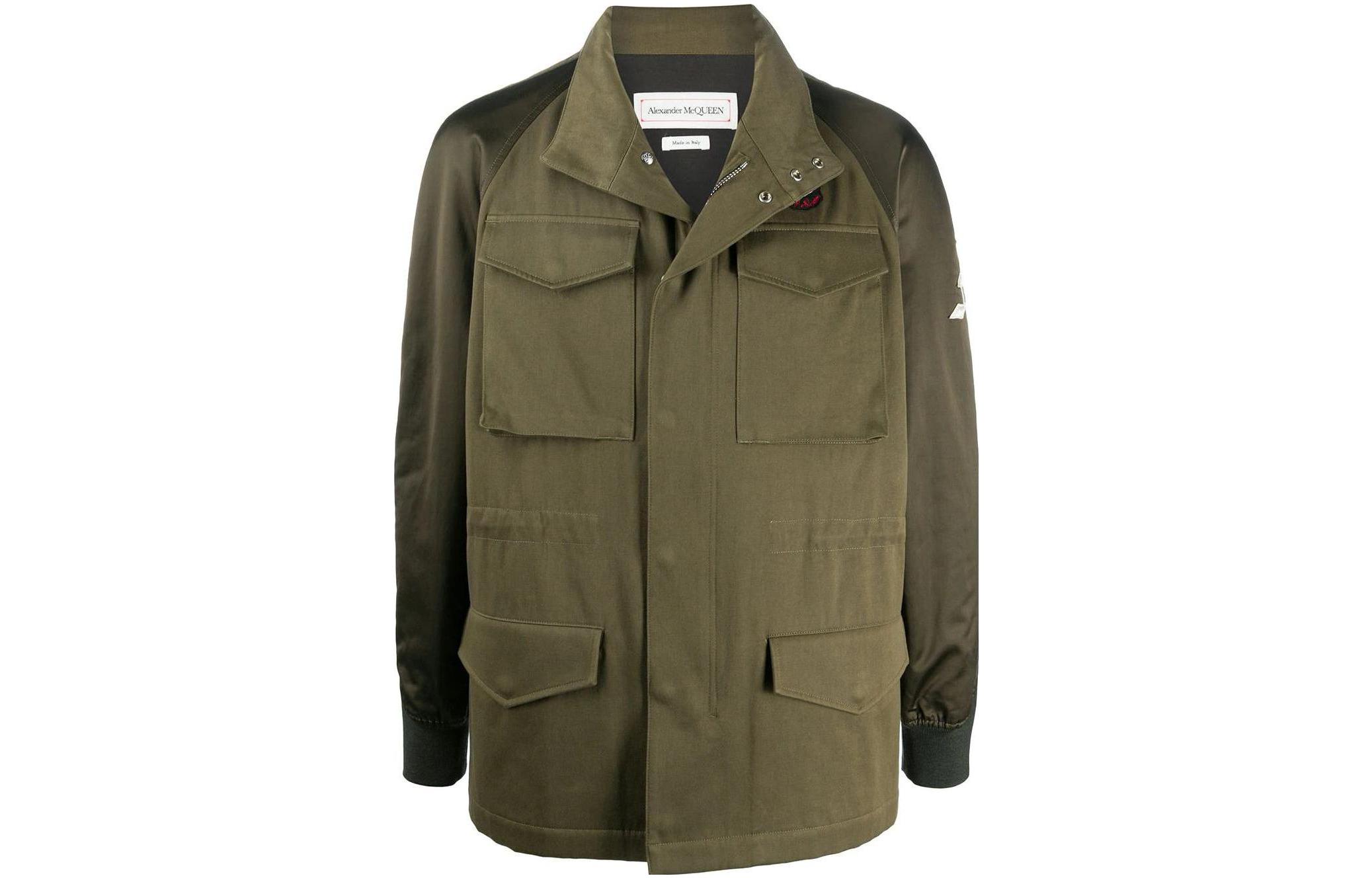 Alexander McQueen FW22 Logo Patch Military Green Hooded Jacket Men 615339-QPS37-3360