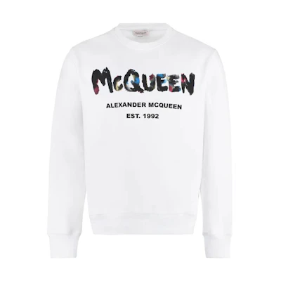 Alexander McQueen FW22 Logo Print Crewneck Pullover Sweatshirt White () 730898-QUZ36-0900