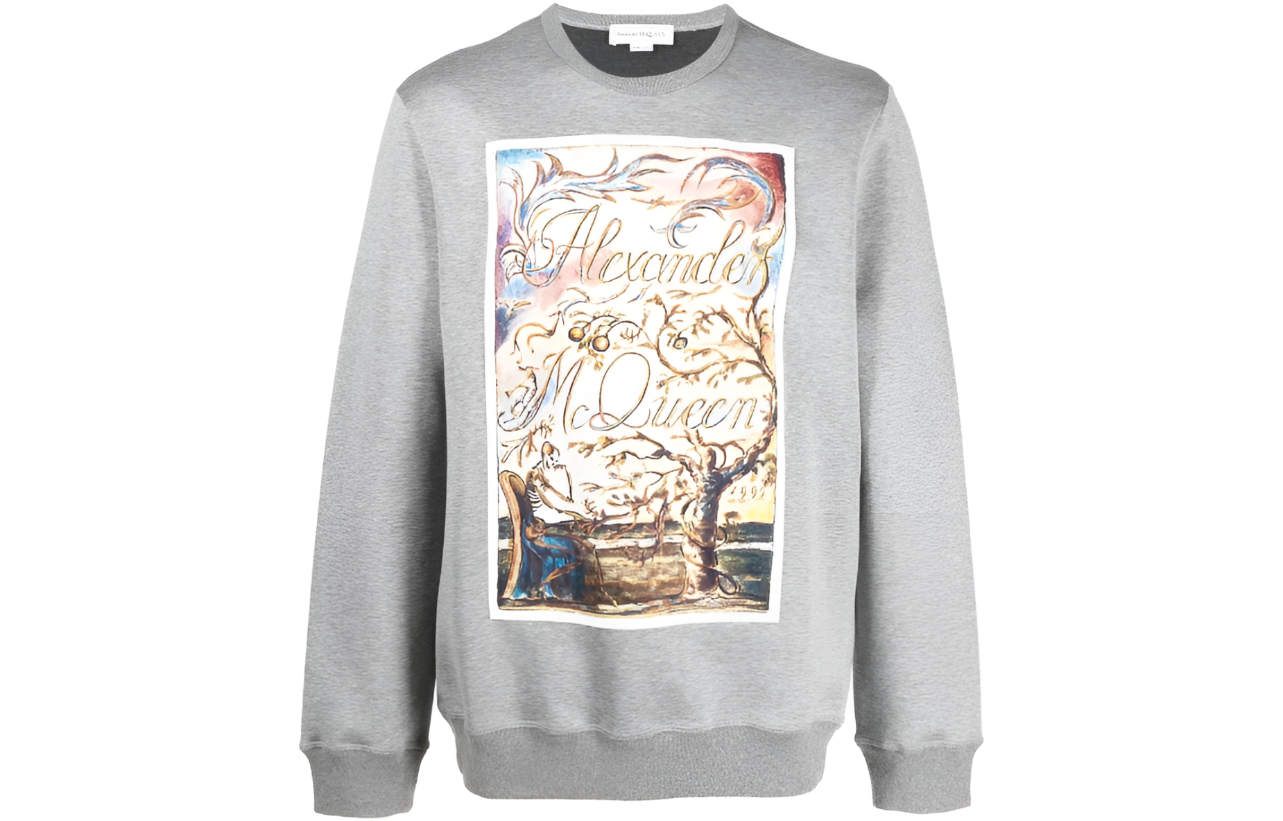 Alexander McQueen FW22 Logo Print Crewneck Sweatshirt Gray 687750QSX561207