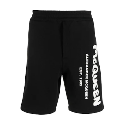 Alexander McQueen FW22 Logo Print Elastic Waist Knit Casual Shorts Men 688717-QTZ81-0901