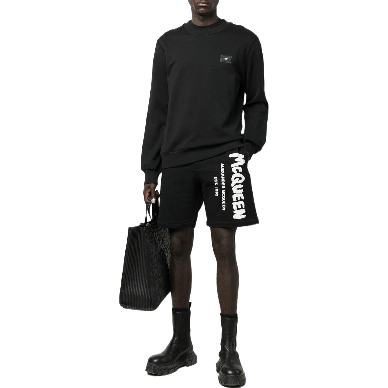 Lookbook Alexander McQueen FW22 Logo Print Elastic Waist Knit Casual Shorts Men 688717-QTZ81-0901