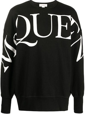 알렉산더 맥퀸 FW22 로고 프린트 오버사이즈 블랙 긴팔 스웨트셔츠 남성용 705002-QTZ14-0901 Buy 알렉산더 맥퀸 FW22 로고 프린트 오버사이즈 블랙 긴팔 스웨트셔츠 남성용 705002-QTZ14-0901