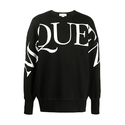 Alexander McQueen FW22 Logo Print Oversized Black Long Sleeve Sweatshirt Men 705002-QTZ14-0901
