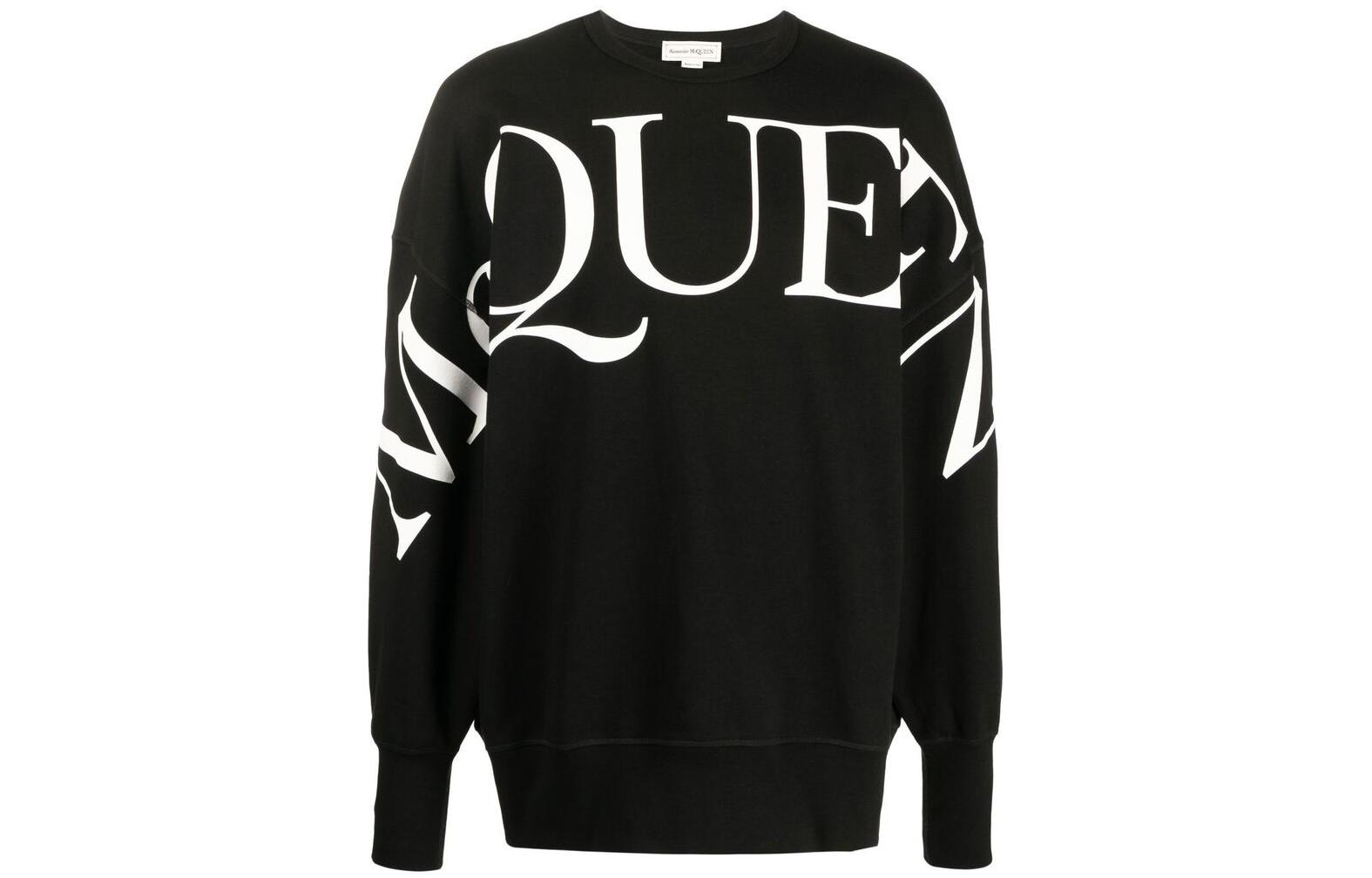 Order 알렉산더 맥퀸 FW22 로고 프린트 오버사이즈 블랙 긴팔 스웨트셔츠 남성용 705002-QTZ14-0901