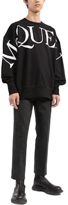 알렉산더 맥퀸 FW22 로고 프린트 오버사이즈 블랙 긴팔 스웨트셔츠 남성용 705002-QTZ14-0901 Shop 알렉산더 맥퀸 FW22 로고 프린트 오버사이즈 블랙 긴팔 스웨트셔츠 남성용 705002-QTZ14-0901
