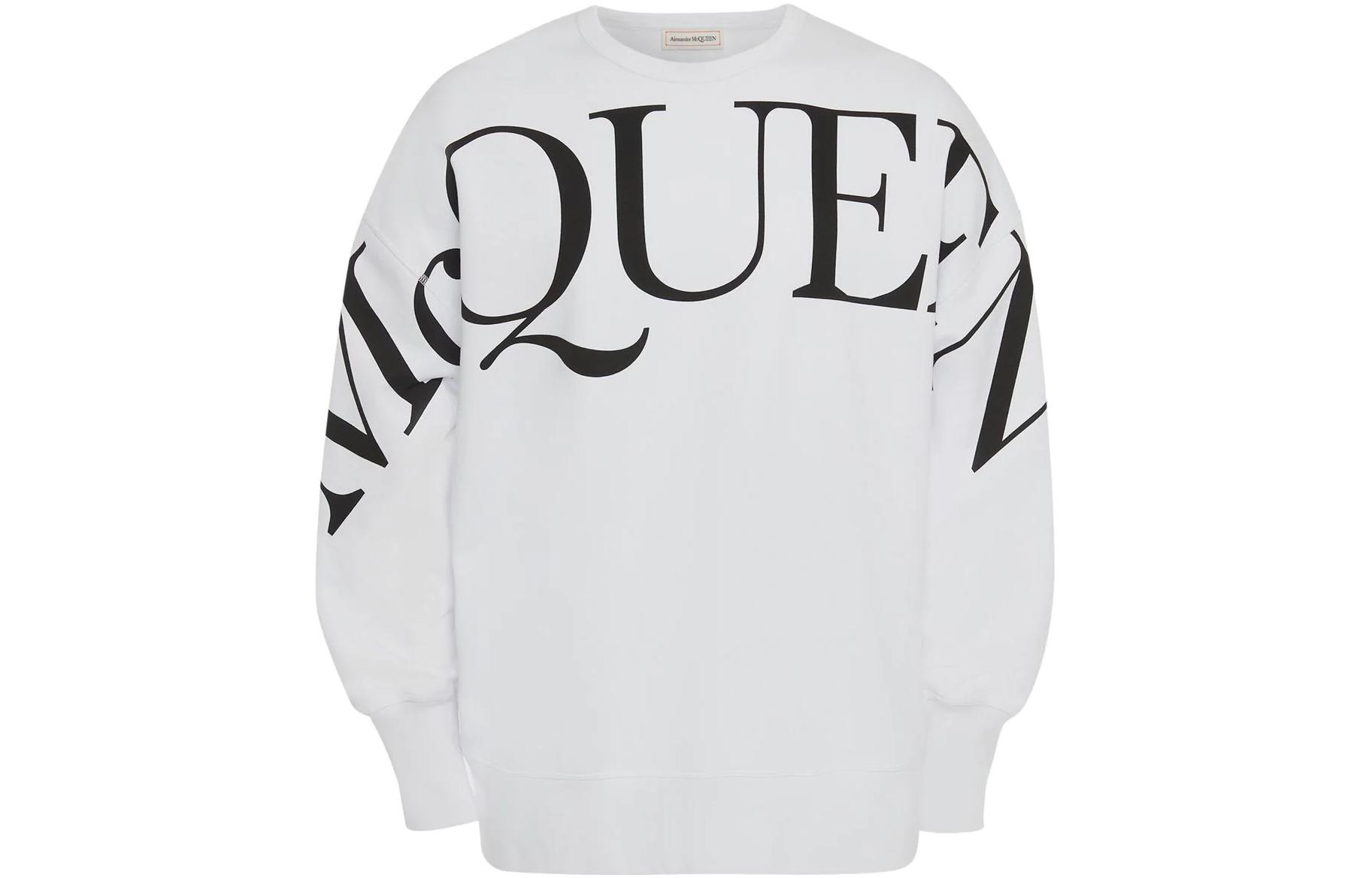 Alexander McQueen FW22 Logo Print Pullover Sweatshirt White 705002-QTZ14-0900